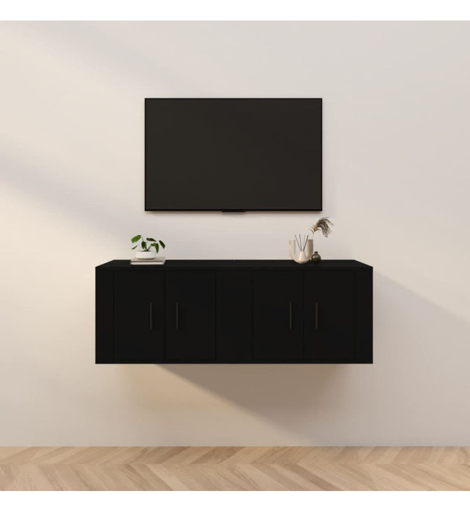 Meubles TV muraux 2 pcs noir 57x34,5x40 cm