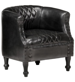 Fauteuil tube Noir 62x58x65 cm Cuir véritable