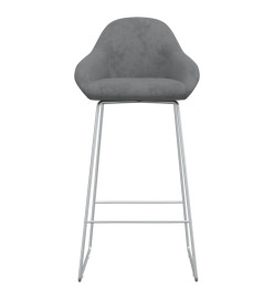 Tabourets de bar lot de 2 gris clair velours