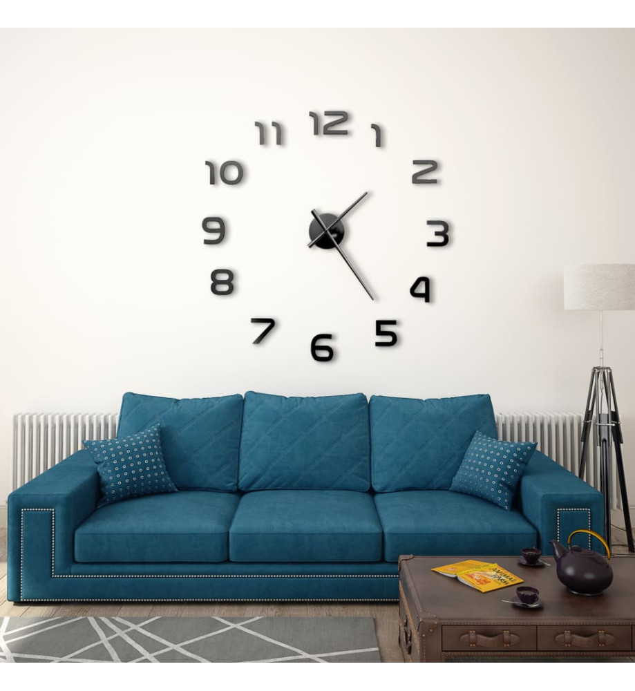 Horloge murale 3D Design moderne 100 cm XXL Noir