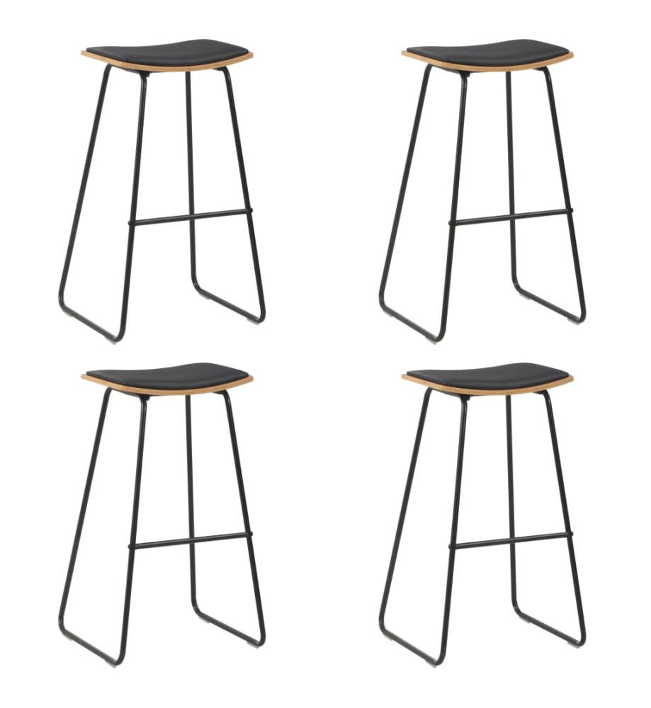 Tabourets de bar lot de 4 noir similicuir