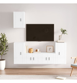 Ensemble de meubles TV 5 pcs Blanc brillant Bois d'ingénierie