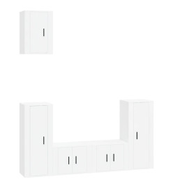 Ensemble de meubles TV 5 pcs Blanc brillant Bois d'ingénierie