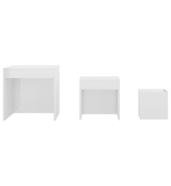 Tables gigognes 3 pcs Blanc brillant Aggloméré