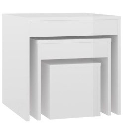 Tables gigognes 3 pcs Blanc brillant Aggloméré