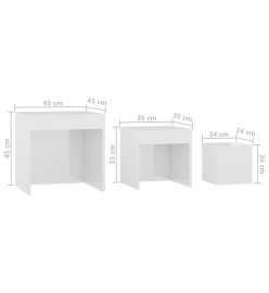 Tables gigognes 3 pcs Blanc brillant Aggloméré