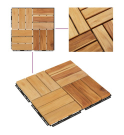 Tuiles de terrasse 30 pcs 30x30 cm bois massif teck