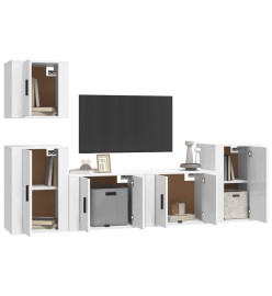 Ensemble de meubles TV 5 pcs Blanc brillant Bois d'ingénierie