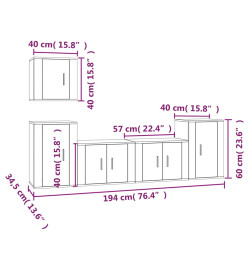 Ensemble de meubles TV 5 pcs Blanc brillant Bois d'ingénierie