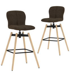 Chaises pivotantes de bar lot de 2 marron tissu