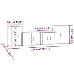 Ensemble de meubles TV 4 pcs Noir Bois d'ingénierie