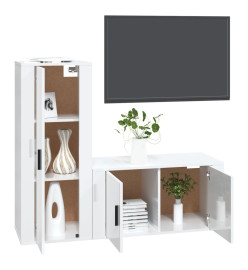 Ensemble de meubles TV 2 pcs blanc brillant bois d'ingénierie