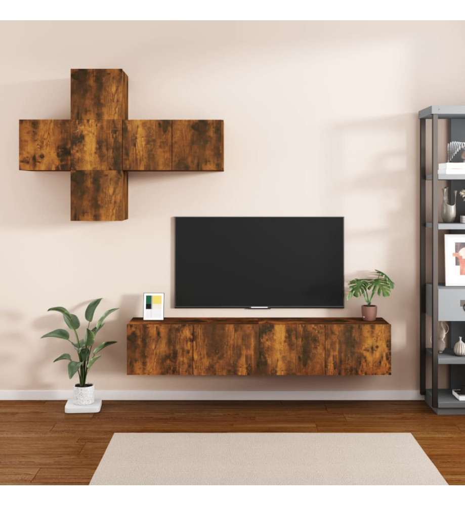 Ensemble de meubles TV 7 pcs Chêne fumé Bois d'ingénierie