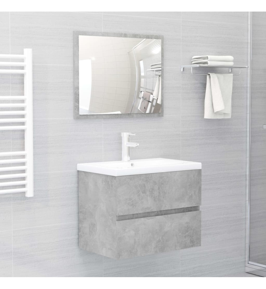 Ensemble de meubles de salle de bain 2 pcs Gris béton Aggloméré