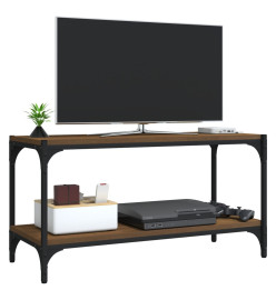 Meuble TV Chêne marron 80x33x41 cm Bois d'ingénierie et acier