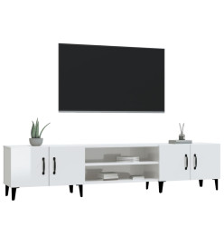 Meuble TV blanc brillant 180x31,5x40 cm bois d'ingénierie