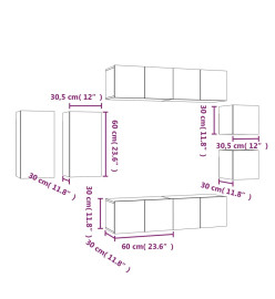 Ensemble de meubles TV 8 pcs Chêne marron Bois d'ingénierie