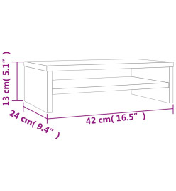 Support de moniteur Chêne fumé 42x24x13 cm Bois d'ingénierie