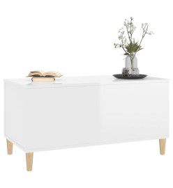 Table basse Blanc brillant 90x44,5x45 cm Bois d'ingénierie