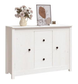 Buffet Blanc 100x35x74 cm Bois massif de pin