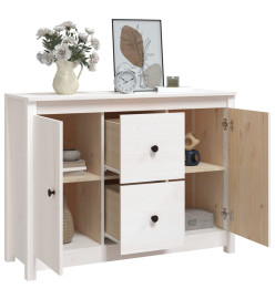 Buffet Blanc 100x35x74 cm Bois massif de pin