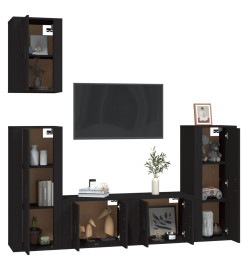 Ensemble de meubles TV 5 pcs Noir Bois d'ingénierie