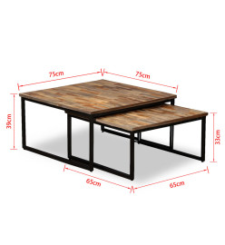 Table basse gigogne 2 pcs Teck massif de récupération