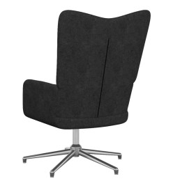 Chaise de relaxation avec tabouret Noir Tissu