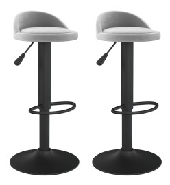 Tabourets de bar lot de 2 gris clair velours