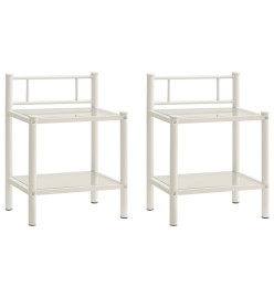 Tables de chevet 2 pcs Blanc et transparent Métal et verre