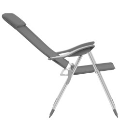 Chaises de camping pliables 2 pcs Gris Aluminium