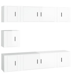 Ensemble de meubles TV 7 pcs Blanc brillant Bois d'ingénierie