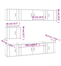 Ensemble de meubles TV 7 pcs Blanc brillant Bois d'ingénierie