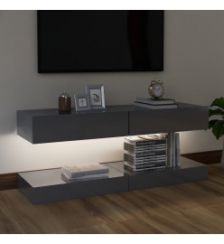 Meubles TV avec lumières LED 2 pcs gris brillant 60x35 cm