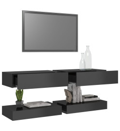 Meubles TV avec lumières LED 2 pcs gris brillant 60x35 cm