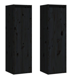 Armoires murales 2 pcs Noir 30x30x100 cm Bois de pin massif