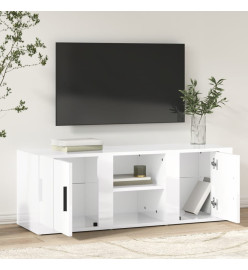 Meuble TV Blanc brillant 100x31,5x35 cm Bois d'ingénierie