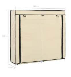 Armoire à chaussures avec housse Crème 115x28x110 cm Tissu