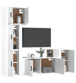 Ensemble de meubles TV 5 pcs Blanc brillant Bois d'ingénierie