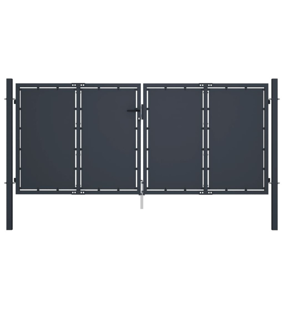 Portail de jardin Acier 300 x 125 cm Anthracite