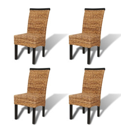 Chaises à manger lot de 4 bois solide de manguier et abaca