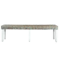 Banc 160 cm Blanc Rotin naturel kubu et bois de manguier massif