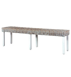 Banc 160 cm Blanc Rotin naturel kubu et bois de manguier massif