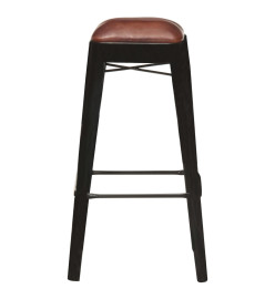 Tabourets de bar lot de 2 noir cuir véritable