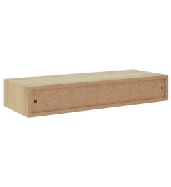 Étagère à tiroir murale Chêne et blanc 60x23,5x10 cm MDF