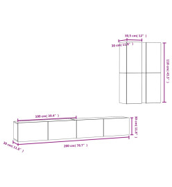 Ensemble de meubles TV 4 pcs Gris béton Aggloméré