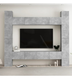 Ensemble de meubles TV 8 pcs Gris béton Bois d'ingénierie