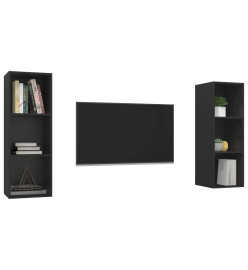 Meubles TV muraux 2 pcs Noir Aggloméré