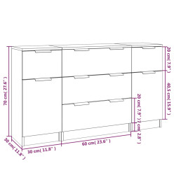 Ensemble de buffets 3 pcs Chêne fumé Bois d'ingénierie