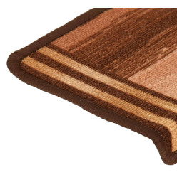 Tapis d'escalier autocollants 15 pcs 65x21x4 cm Marron